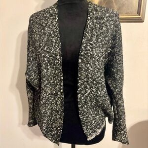 Chic Black and White Wool Blend Sweater / Made in Italy